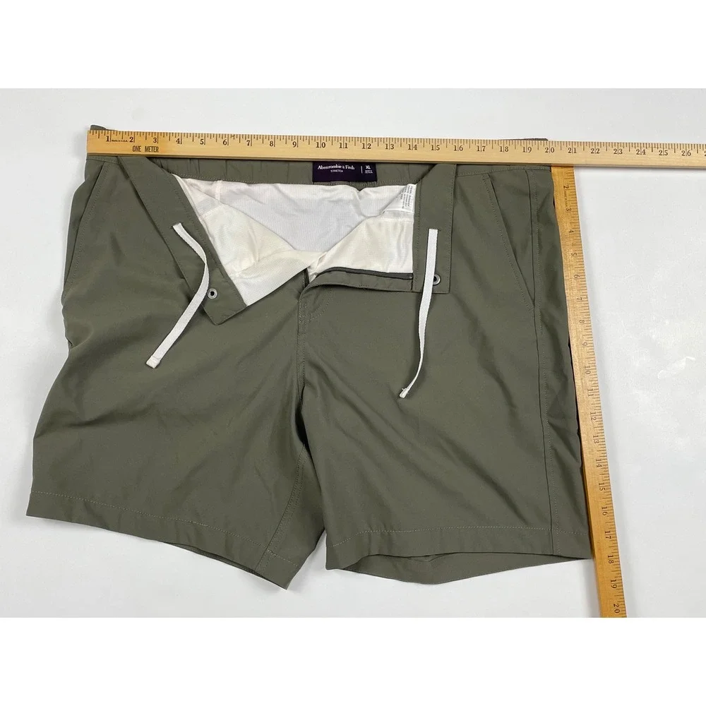 Abercrombie & Fitch Mens Stretch Swim Trunks Olive Green XL Mesh Lined 7